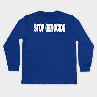 STOP GENOCIDE - White - Front Kids Long Sleeve T-Shirt